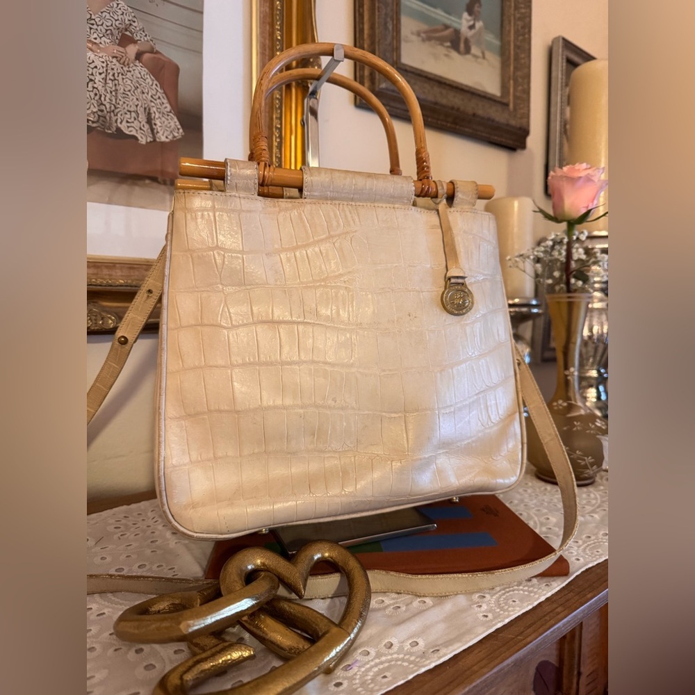 Brahmin Cecelia Croc-Embossed Bag with Bamboo Handles - Picture 3 of 17